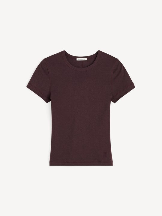 Plain dark brown t-shirt on a white background