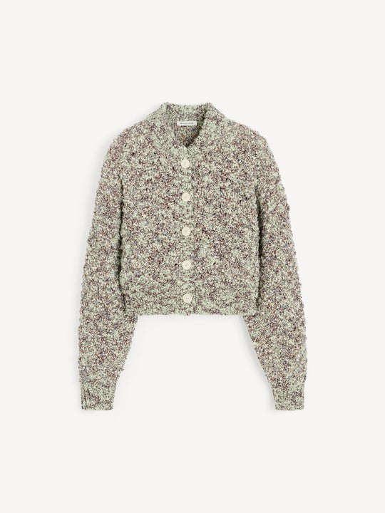 Floral patterned cardigan on a white background