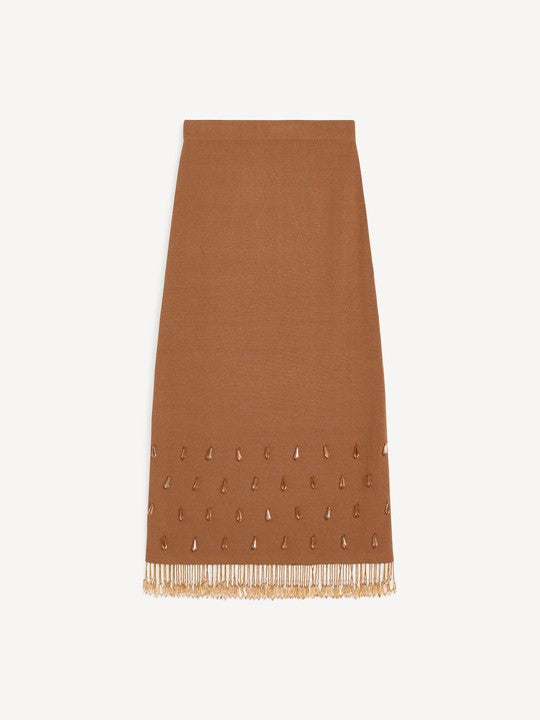 Brown scarf with decorative elements on a white background