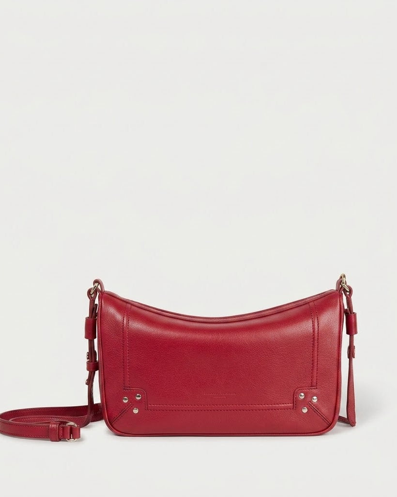 Red handbag on a white background