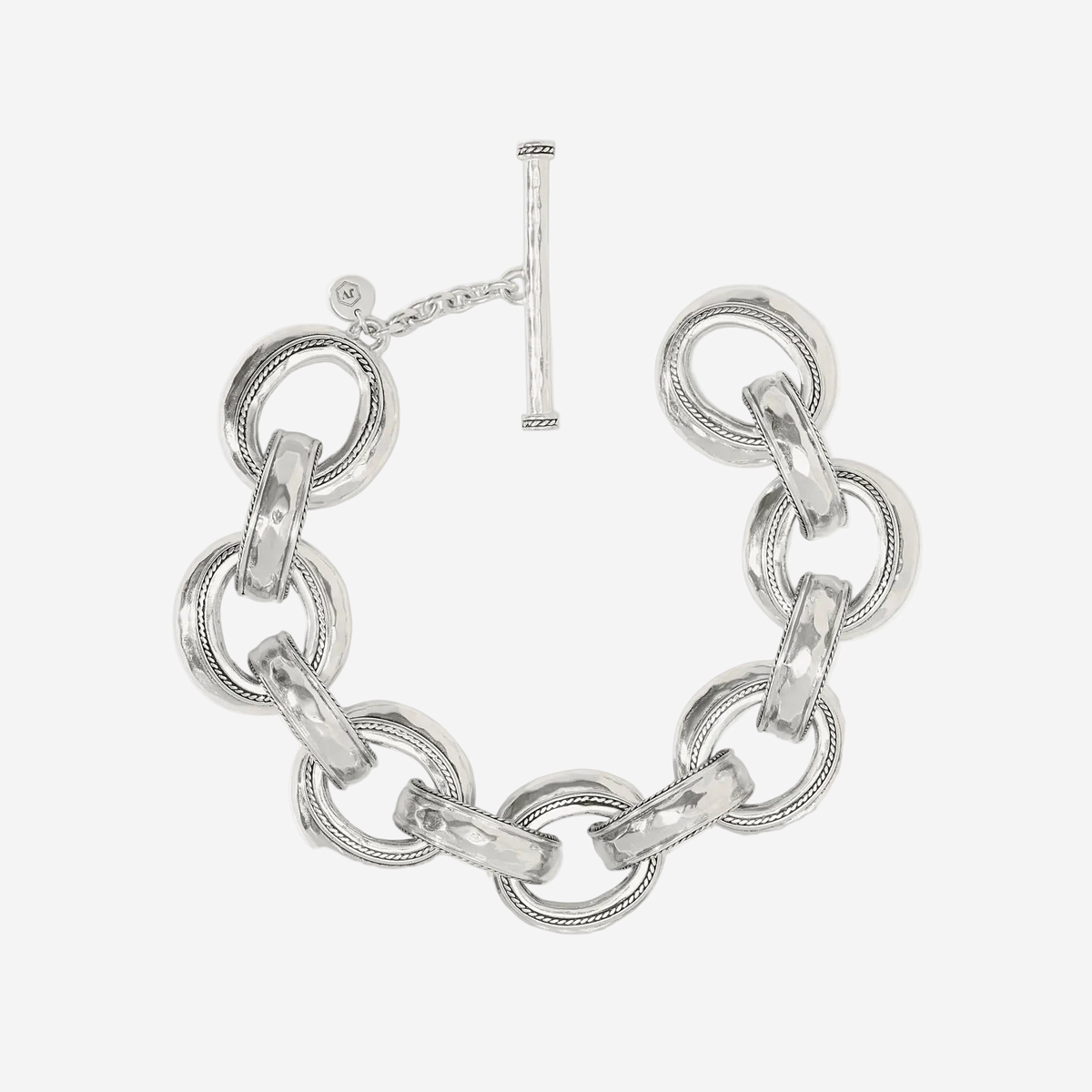 Silver chain bracelet on a white background