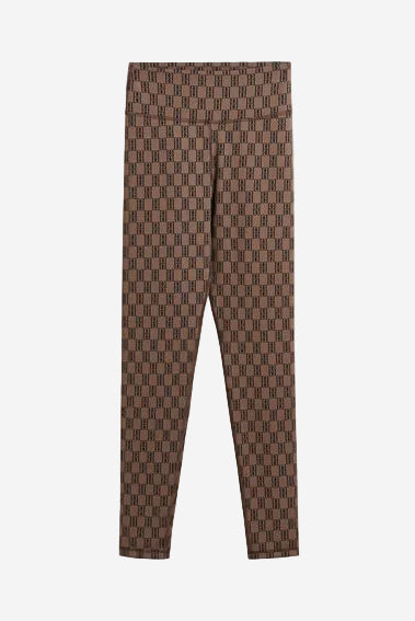 Brown patterned pants on a white background