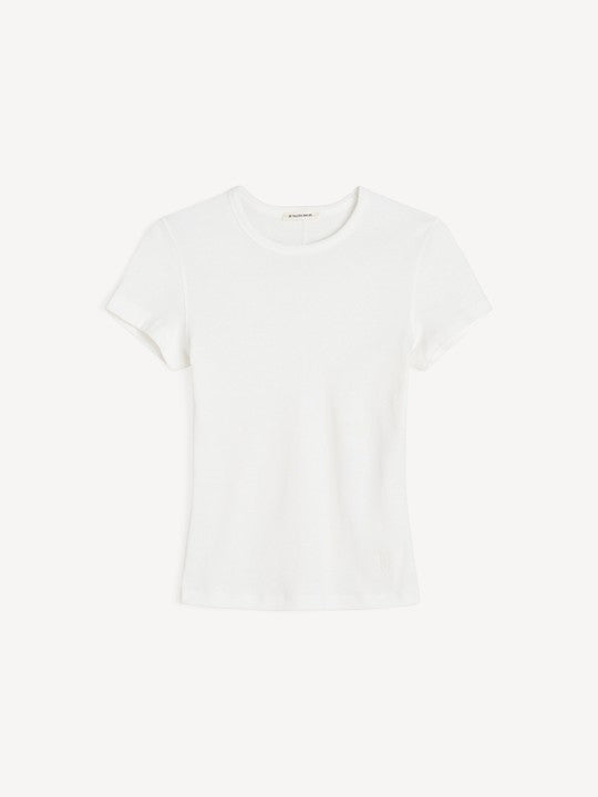 White t-shirt on a light gray background