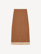 Brown scarf with decorative elements on a white background