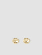 Pair of gold earrings on a light gray background