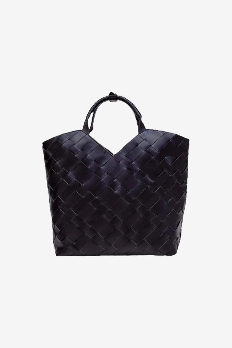 CHOCOLATE WOVEN SHOPPER BAG