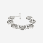 Silver chain bracelet on a white background