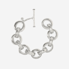 Silver chain bracelet on a white background
