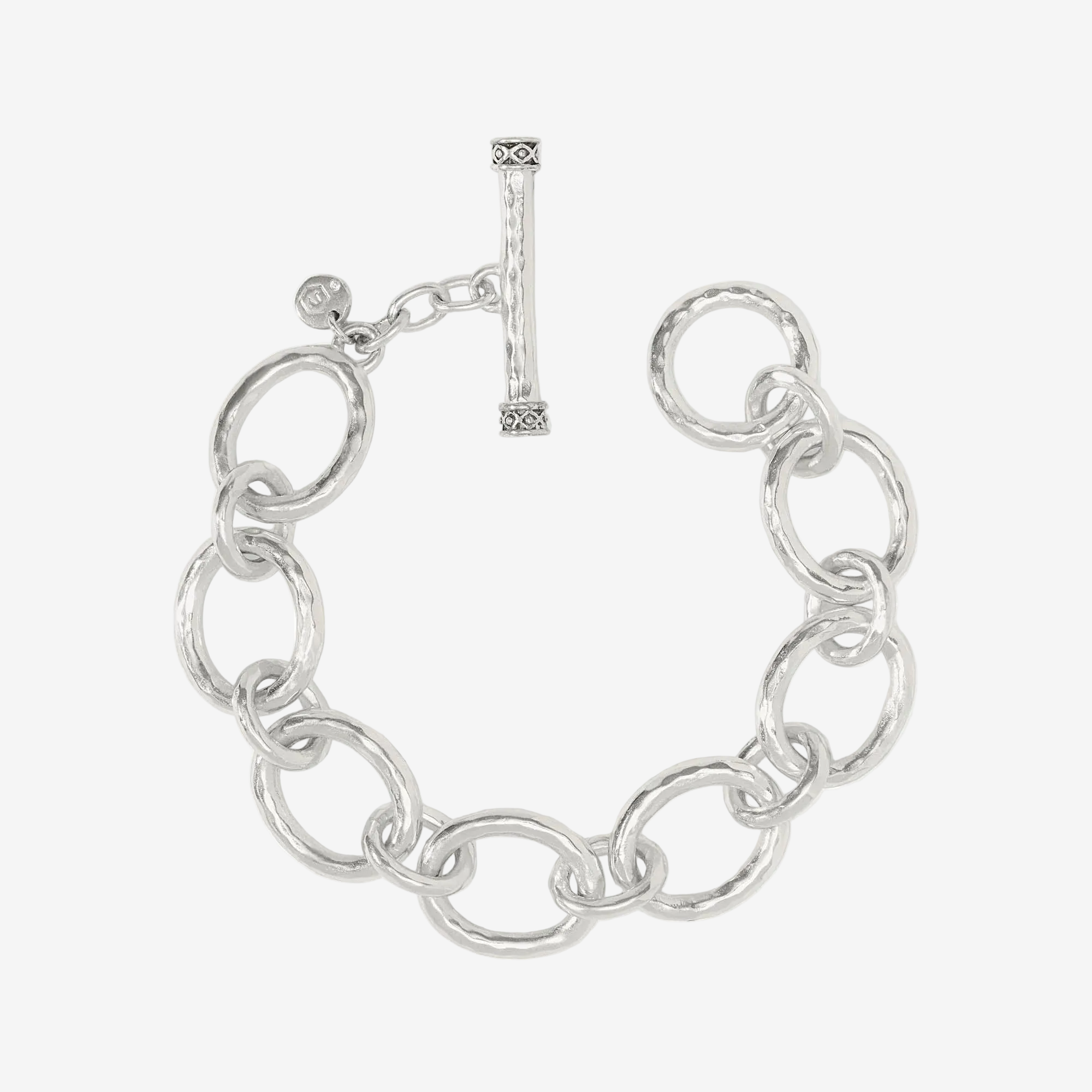 Silver chain bracelet on a white background