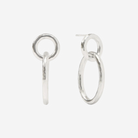 Pair of silver hoop earrings on a white background