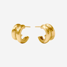 Gold hoop earrings on a white background