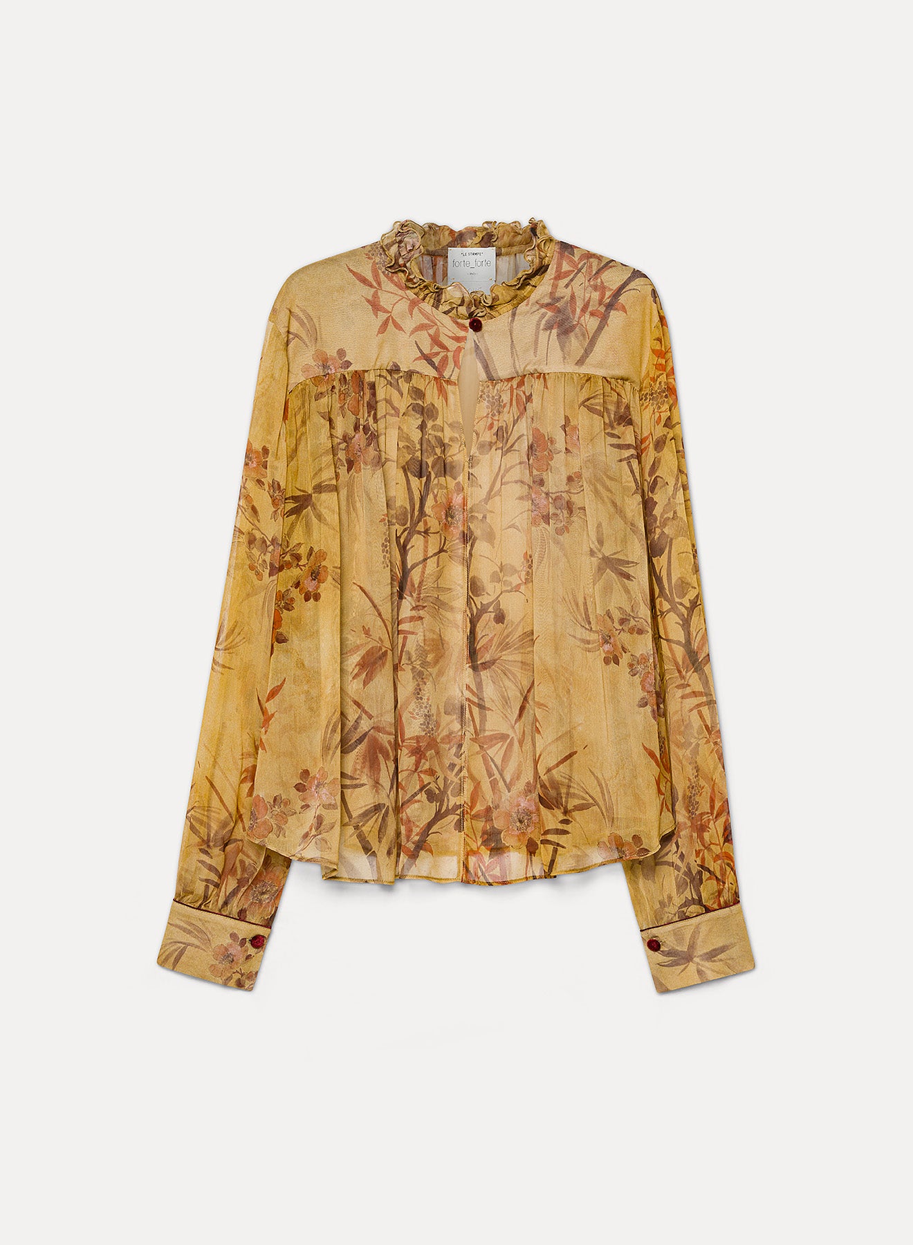 mustard shirt with bamboo print