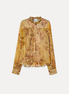 mustard shirt with bamboo print
