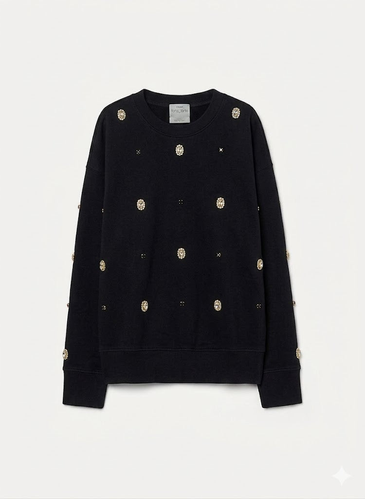 black sweatshirt with jewels