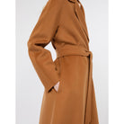 Brown coat with a belt on a white background