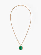 Long gold necklace with malachite pendant
