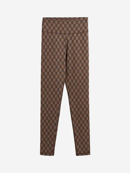 Brown patterned pants on a white background