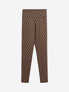 Brown patterned pants on a white background