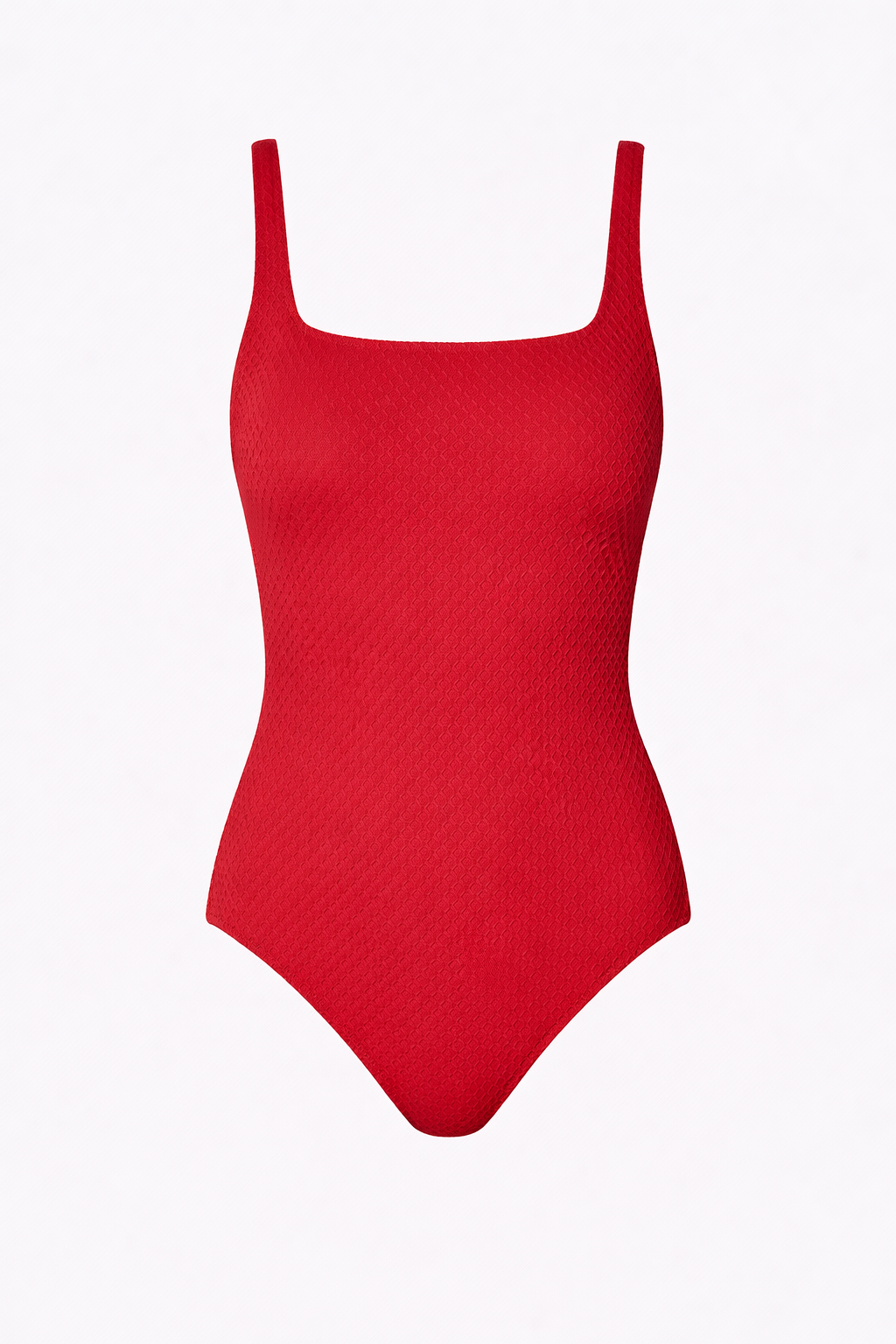 Red swimsuit with thin straps on a white background