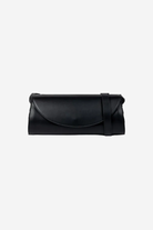 Black clutch bag on a white background