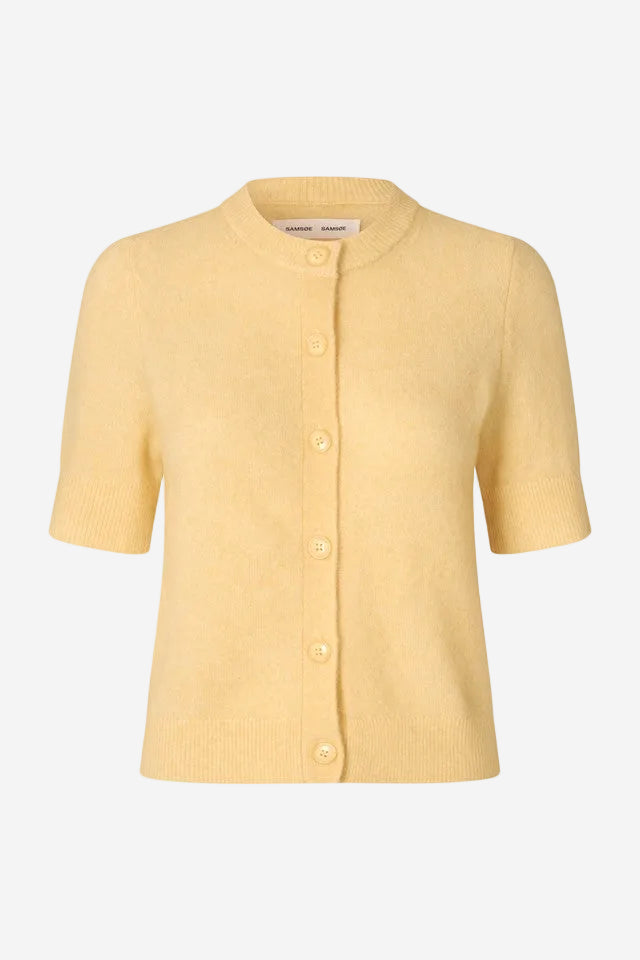 Yellow cardigan on a white background