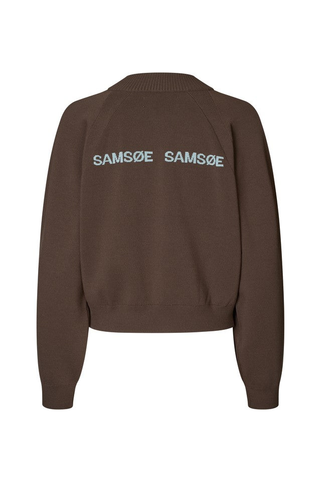 Brown jacket with 'SAMSØE' branding on the back against a white background