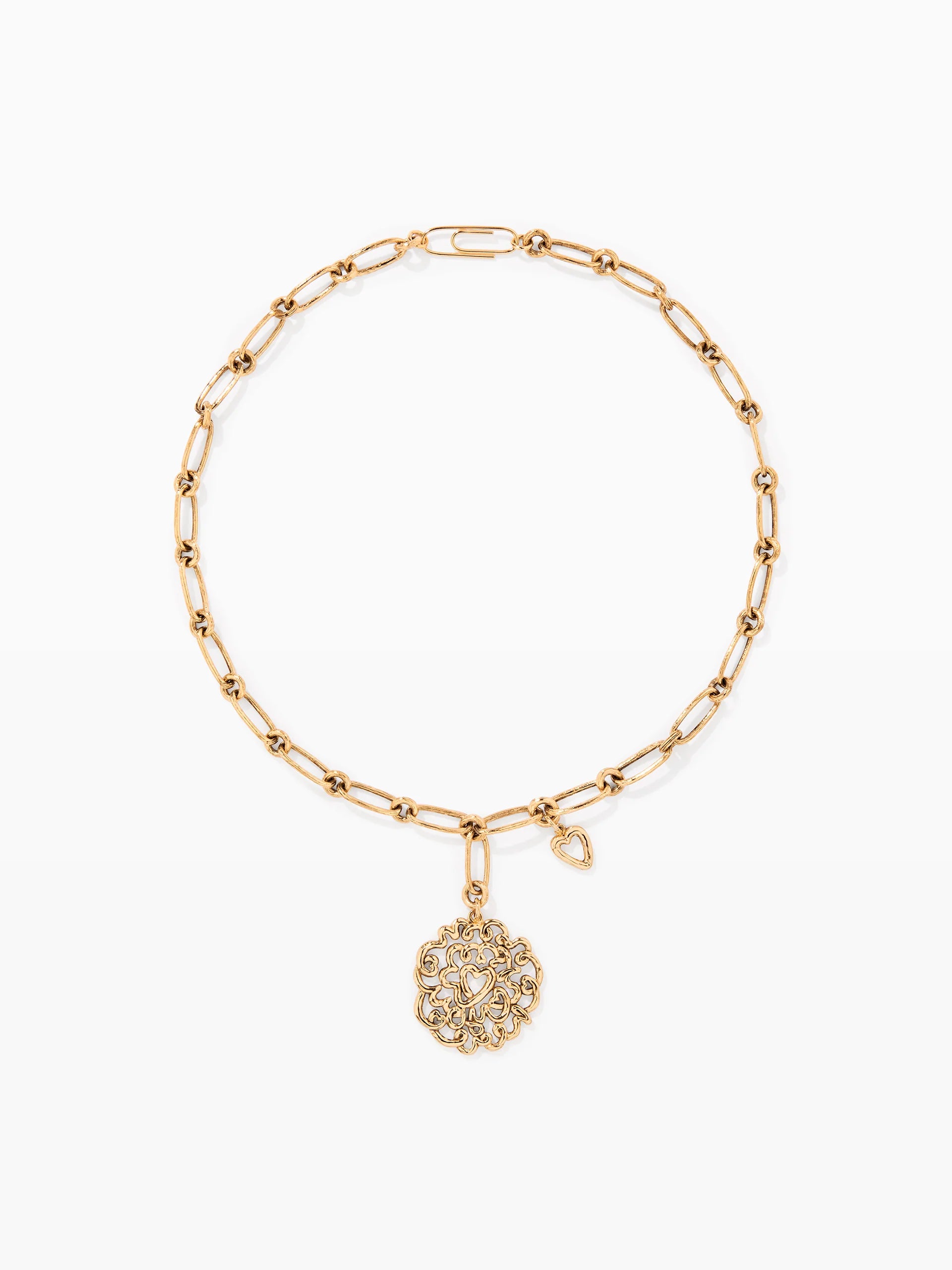 gold necklace with  abstract heart heart pendant
