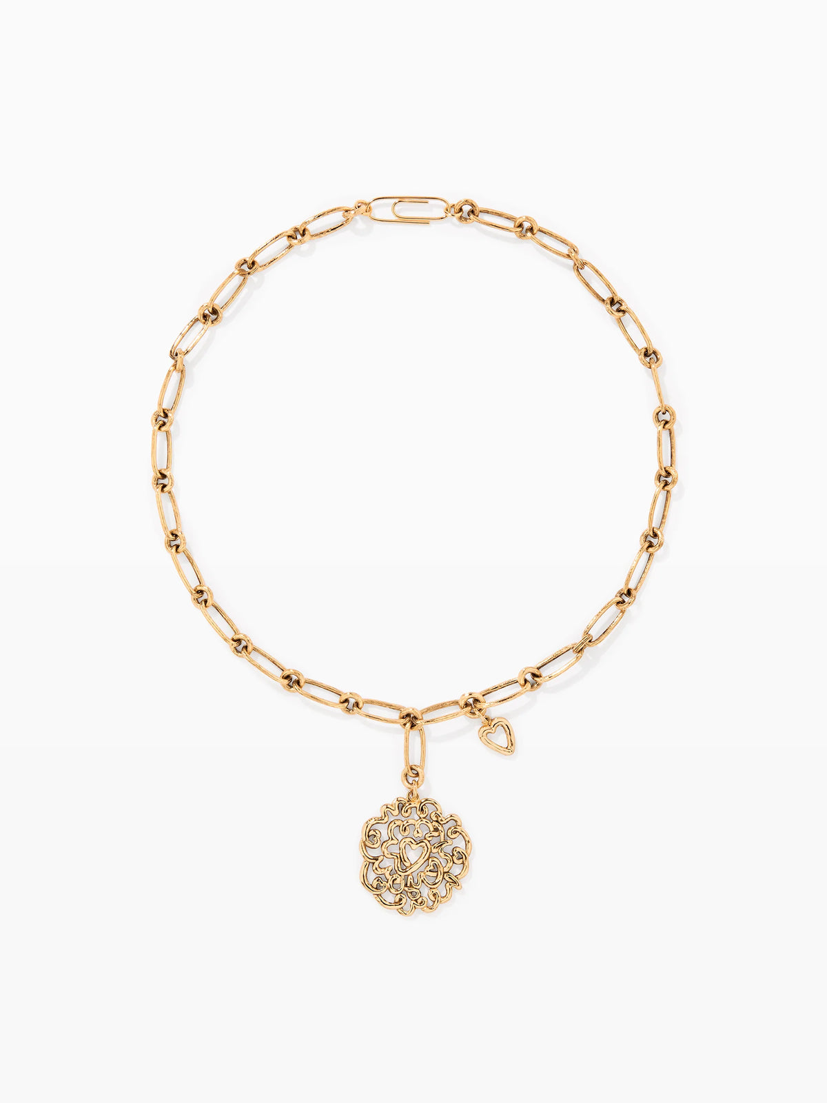 gold necklace with  abstract heart heart pendant
