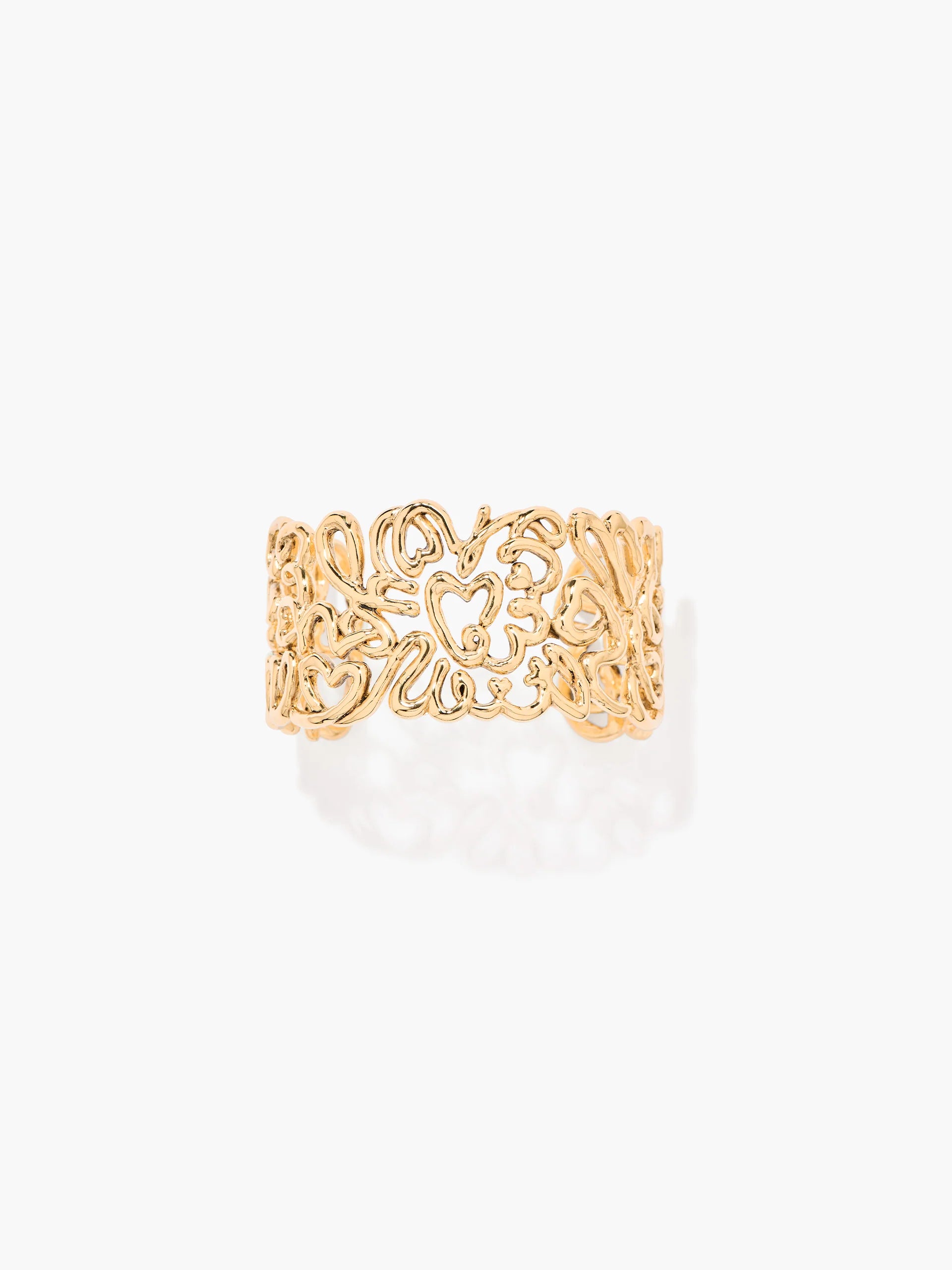 Gold BRACELET CUFF with intricate design on a white background