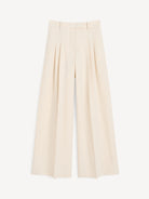 Beige wide-leg pants on a white background